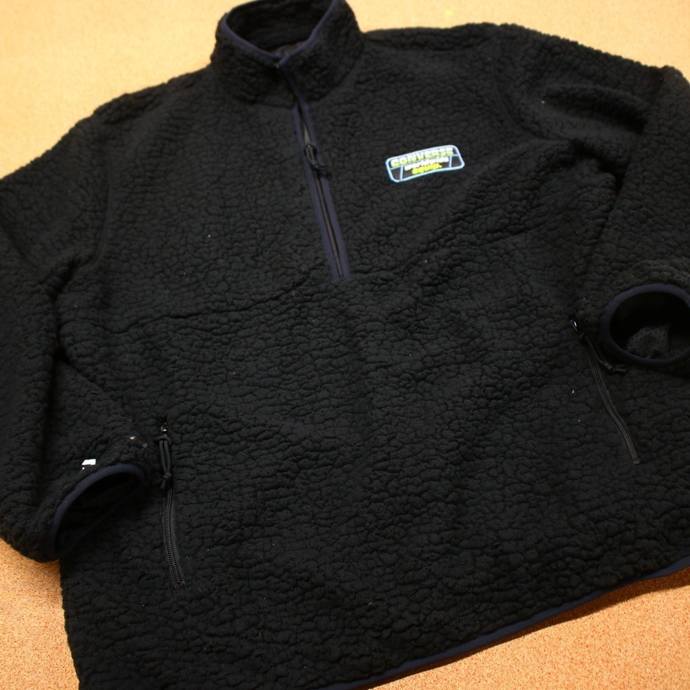 NWT Converse Sherpa Fleece Pullover Men's XXL Black 1/4 Zip Jacket Gorpcore